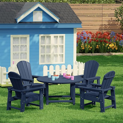Costaelm Kids Lawn Chair, Toddler Outdoor Chair Kids Patio Furniture and Outdoor Children Picnic Activity Modern Adirondack Chairs for Garden, Patio, Backyard & Beach, Navy Blue