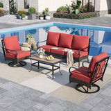 Sophia & William Patio Furniture Set, 4 Piece Metal Outdoor Conversation Set with 3-Seater Outdoor Couch - Photo 1