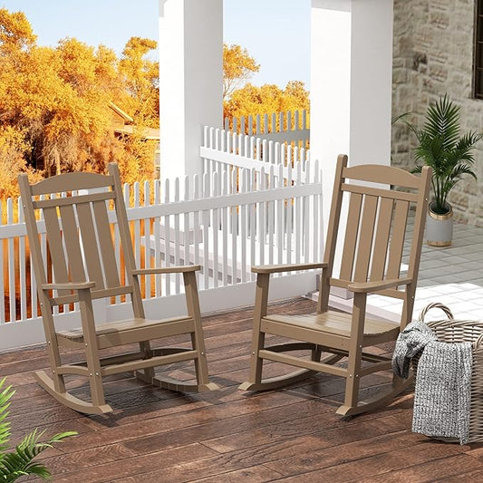 WestinTrends Malibu 3-Piece Set Outdoor/Patio Rocking Chairs (2 Seater), Weathered Wood