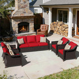 5 Pieces Patio Conversation Furniture Set - 1 Sofa, 4 Armchairs - Photo 5