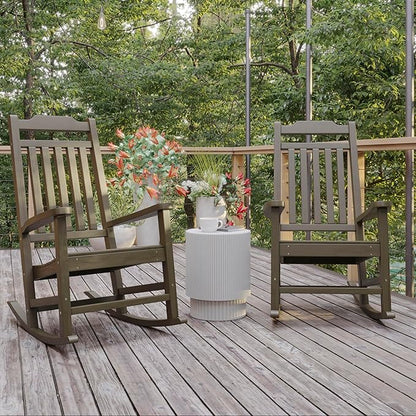 Flash Furniture Set of 2 Winston All-Weather Rocking Chair in Mahogany Faux Wood