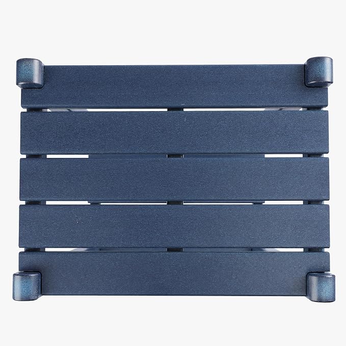 WestinTrends Malibu 36" Outdoor Adirondack HDPE 2-Tier Patio Side Table, Navy Blue - Photo 9