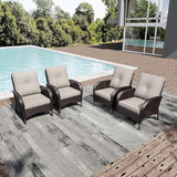 Joyside Wicker Patio Chairs, 4 Piece Rattan Outdoor Furniture with Thickened Cushions, High Back, Deep Seating - Photo 6