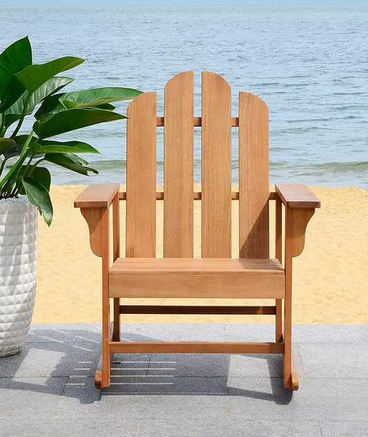 SAFAVIEH Outdoor Collection Moreno Teak Brown Rocking Chair