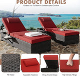 GarveeHome Patio Rattan Wicker Chaise Lounge Chair Set of 2, Wicker Chaise Lounge Outdoor for Pool Deck - Photo 4