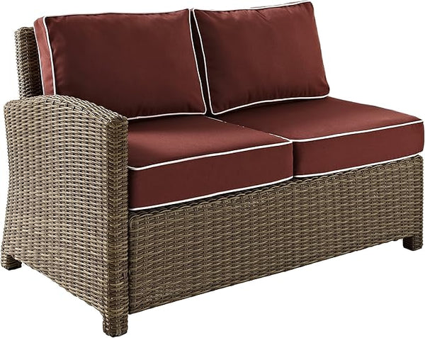 Crosley Furniture Bradenton Outdoor Sectional Left Side Loveseat, 2-Person Wicker Patio Couch for Deck - Photo 1