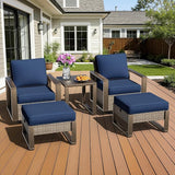 5 Pieces Metal Wicker Patio Furniture Set - 2 Swivel Rocker Chairs and 2 Ottomans, 1 Side Table - Photo 8