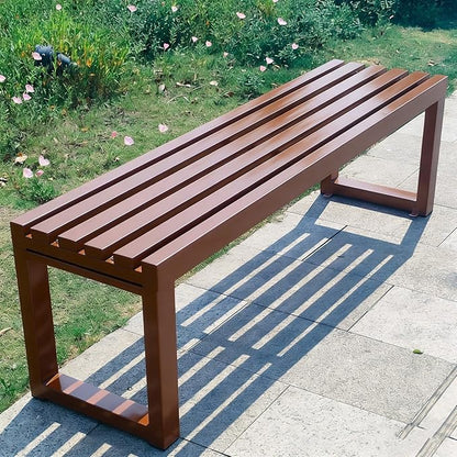 Park Bench for Outside, Outdoor Benches Weatherproof, Metal Garden Bench 2-Person Seat 100/120/150/180 Cm Patio Benches Backless for Lawn Yard Entryway, Capacity 660 Lbs(Coffee,120 cm/47.2 in)
