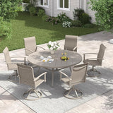 VICLLAX 50" Outdoor Round Patio Table with Umbrella Hole, All Weather Metal Round Outdoor Dining Table for Lawn Garden - Photo 7
