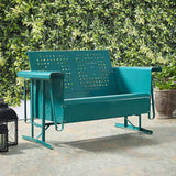 Crosley Furniture Bates Retro Metal Outdoor Loveseat Glider, 2-Person Rocking Patio Bench for Porch, Deck - Photo 2