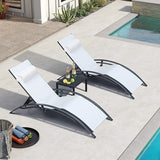 PURPLE LEAF Patio Chaise Lounge Set of 3 Outdoor Lounge Chair Beach Pool Sunbathing Lawn Lounger Recliner Outside - Photo 1
