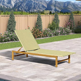 PURPLE LEAF Patio Chaise Lounge French Outdoor Lounger 1 Piece Wood-Grain Finish Aluminum Wicker Lounge Chair with - Photo 1