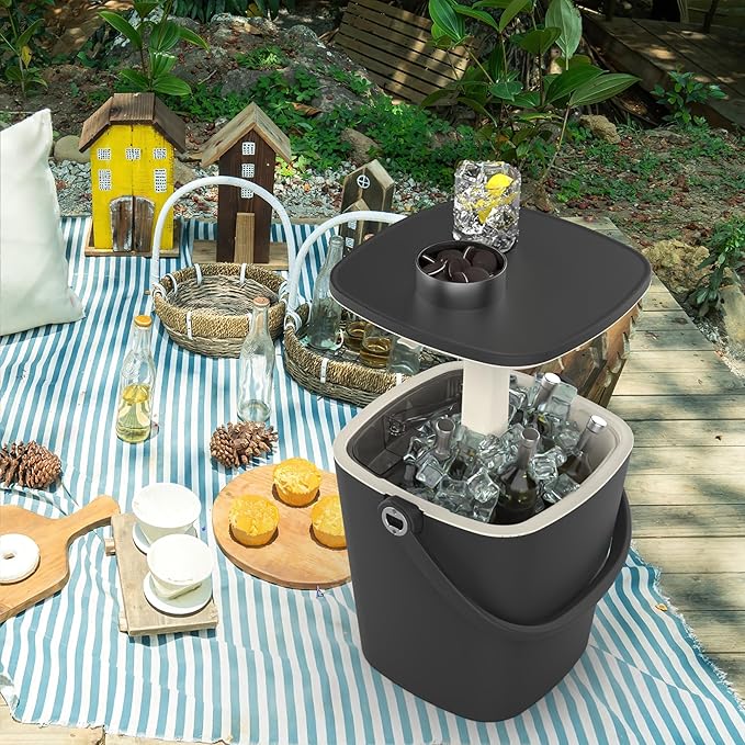 Patio Lounge Chair & Outdoor Cocktail Table Set - Resin All-Weather Relaxation Combo for Poolside, Garden, or Backyard