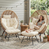 NICESOUL® 2 Person Wicker Stationary Egg Chair Indoor Outdoor Egg Basket Lounge Chair Oversized Thick Cushions Egg Seat - Photo 3