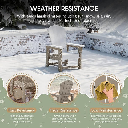 WestinTrends Malibu Kids Outdoor HDPE Adirondack Plastic Patio Chair, Weathered Wood