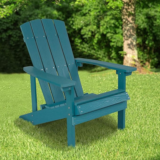 EMMA + OLIVER Outdoor Sea Foam All-Weather Poly Resin Wood Adirondack Chair