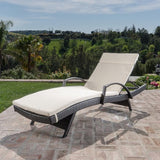 Christopher Knight Home 531 Salem Outdoor Wicker Adjustable Chaise Lounge with Arms w/Ivory Cushion - Photo 1