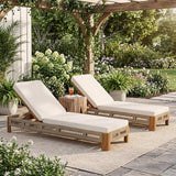 Christopher Knight Home Lamon Acacia Wood Chaise Lounge Chair Outdoor Set of 2 with Cushion - Photo 4