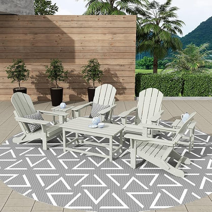 WestinTrends Malibu 3-Pieces Outdoor Table Set, Includes 1 Coffee Table and 2 Side Table, All Weather Poly Lumber Adirondack Patio Furniture Set, Sand