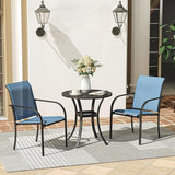 VICLLAX Round Patio Dining Table, Metal Outdoor Bistro Table with Storage Shelf for Balcony Garden Deck, 27.6" Ash Grey - Photo 2