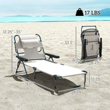 Outsunny Tanning Chaise Lounge Chair, 4-Position Beach Chair with Face & Arm Holes, Pillow headrest - Photo 3
