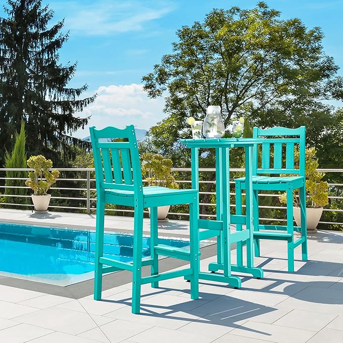 nalone Outdoor Adirondack Chairs and Table Set - HDPE 3 Piece Garden Set with Bar Stools (Aruba) - Photo 2