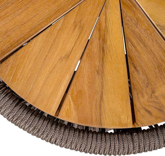Christopher Knight Home Nara 18.9" Acacia Wood Outdoor Side Table, Hourglass Shaped with Metal Frame+Woven Rope, Outdoor Coffee Table, Garden Plant Stand Indoor, No Assembly Needed, Dark Grey+Teak