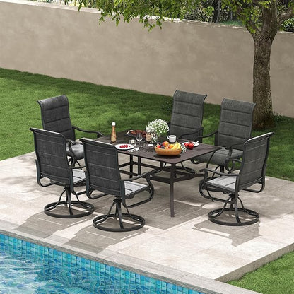 Amopatio Padded Patio Swivel Chairs Set of 2, Outdoor Dining Chairs with Ultra Soft Textilene High Back Seat & Metal Rocker Frame, for Backyard Deck Lawn (Dark Grey)