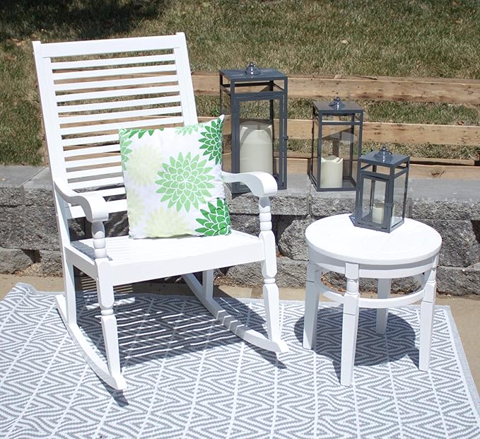 Pebble Lane Living All Weather Indoor/Outdoor Exclusive Elegant Hardwood Porch Rocking Rocker Chair : 34.25" L x 24.5" W x 42.25" H, White