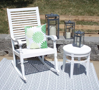Pebble Lane Living All Weather Indoor/Outdoor Exclusive Elegant Hardwood Porch Rocking Rocker Chair : 34.25" L x 24.5" W x 42.25" H, White