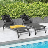 Giantex Patio Chaise Lounge Chair - Outdoor Lounge Chaise with Face Hole, Detachable Head Pillows - Photo 2
