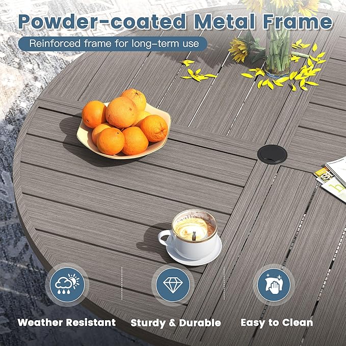 DIFY 40.6" Round Outdoor Patio Dining Table for 4 - Photo 4