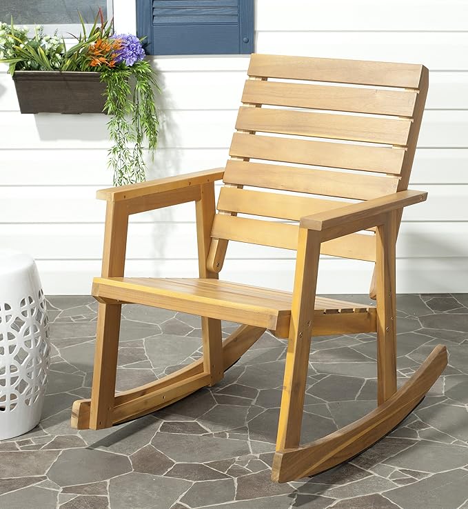 SAFAVIEH Outdoor Collection Alexei Ash Grey Rocking Chair