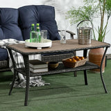 Outsunny PE Rattan Outdoor Coffee Table with Storage, 2-Layer Wicker Side Table - Photo 2