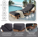78.8'' Outdoor Patio Chaise Lounge Chair, Acacia Wood Adjustable Recliner with Headrest, Perfect for Terrace, Poolside - Photo 5