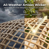 NICESOUL Wicker Egg Chair with Ottoman, Indoor Outdoor Egg Basket Lounge Chair w/Cushion - Photo 6