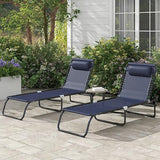 Outsunny Folding Chaise Lounge Chair Set of 2, Patio Sun Tanning Chair - Photo 2