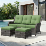 Joyside Outdoor Patio Couch Set, Outdoor Wicker Sofa with High Back, Deep Seating, Wide Armrest, Thickened Cushions - Photo 2