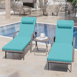 3 Pieces Patio Chaise Lounge Set Outdoor PE Rattan Armrest Lounge Chair Adjustable Backrest Reclining Chair with - Photo 5