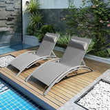 Outdoor Chaise Lounge Set of 2, Aluminum Patio Outdoor Lounge Chair for Beach Pool Sunbathing - Photo 1