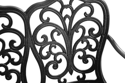 Patio Bench Metal Cast Aluminum Outdoor Garden Bench 34" W x 22" D x 35" H Black