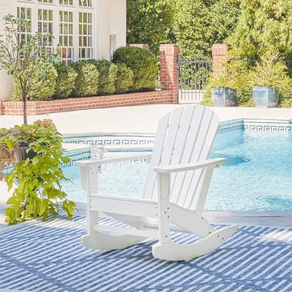 Signature Design by Ashley Sundown Treasure Cottage Weather Resistant Outdoor Rocking Chair with 1 Cup Holder, White