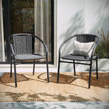EMMA + OLIVER Set of 2 Modern Rattan Indoor/Outdoor Stack Chairs - Photo 1