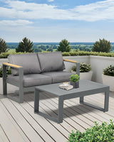 BPS Aluminum Outdoor Patio Furniture Coffee Table, Modern Rectangle All-Weather Patio Metal Coffee Side Table - Photo 2
