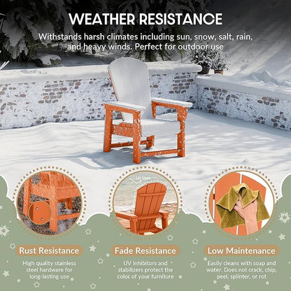 WestinTrends Malibu Kids Outdoor HDPE Adirondack Plastic Patio Chair, Orange