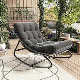 Outdoor Papasan Rocking Chair, Oversized Metal Frame Egg Rocker with Thick Waterproof Cushion, 450 lbs - Photo 1