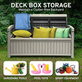 EconoHome 3 Seat Outdoor Storage Bench with Rain Cover - 90 Gallon Capacity - Weatherproof Resin Bench for Patio, Porch - Photo 3