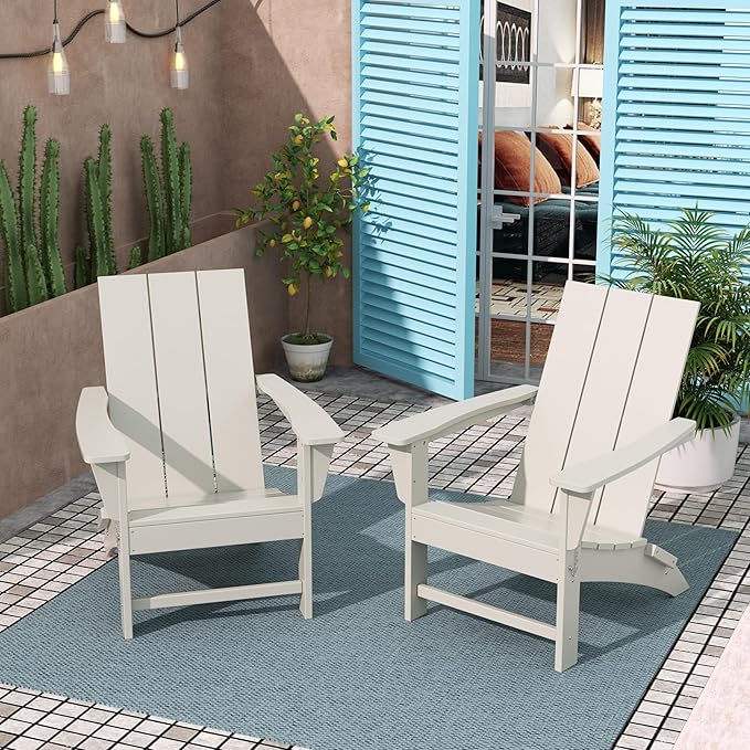 Costaelm Folding Adirondack Chairs, Outdoor Patio Adjustable Lawn Chairs - Photo 2