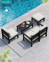 SERWALL HDPE Patio Loveseat Sofa, 2 Pieces Single Sofa - Photo 6