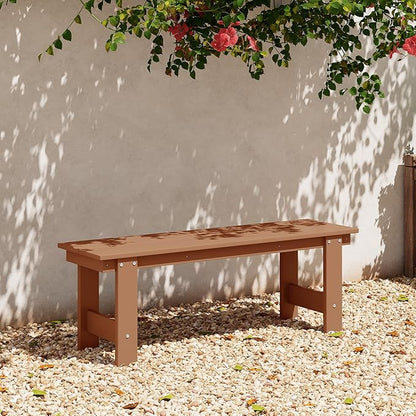 Costaelm Garden Bench, Front Porch Bench Entryway Park Bench, Patio Backless Garden Seat for Outdoors/Indoor, Low Farmhouse Bench, Teak